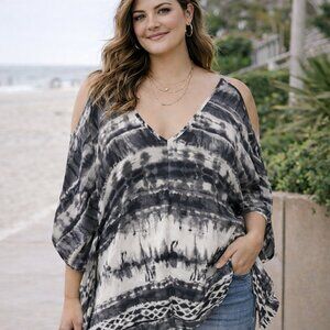 Stella Sky Boho‎ Oversized Tie Dye Blouse Small Festival Top